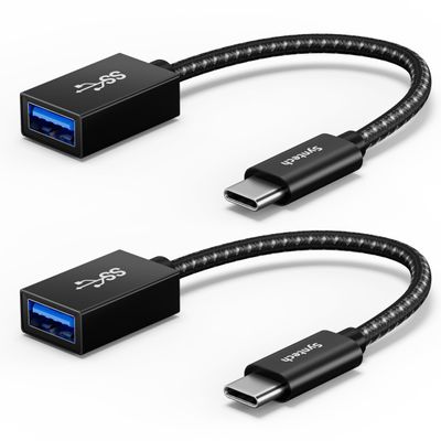 Syntech USB C to USB Adapter, 2 Pack USB C to USB 3, Type C to A, Thunderbolt 3 to USB Female Adapter OTG Cable Compatible with iPhone 17/Air/16/15 Pro Max, iPad mini 6, MacBook Pro, Air and More