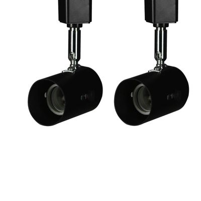 KING SHA 2 Pack Universal Line Voltage Track Lighting Heads Compatible H Type 3-Wire Single Circuit Track Systems,E26 Base,Black,ETL Listed