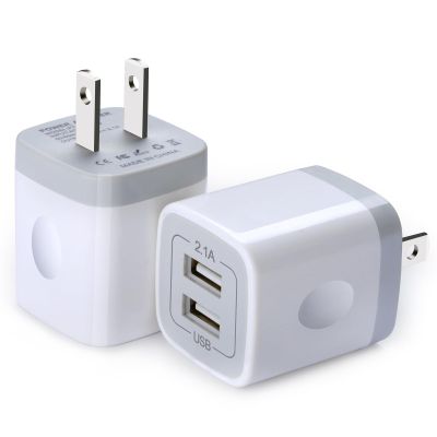 USB Wall Charger, Double Dual Port 2.1Amp Fast Brick Base Adapter Charging