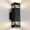 Cerdeco 15" Black Modern Outdoor Wall Light with 3-Sided Frosted Glasses view 1