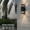 Cerdeco 15" Black Modern Outdoor Wall Light with 3-Sided Frosted Glasses view 3