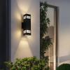 Cerdeco 15" Black Modern Outdoor Wall Light with 3-Sided Frosted Glasses view 4