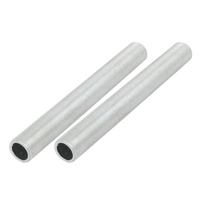 uxcell M14 Thread 120mm Zinc Alloy Silver Lamp Pipe Nipple, Pack of 2