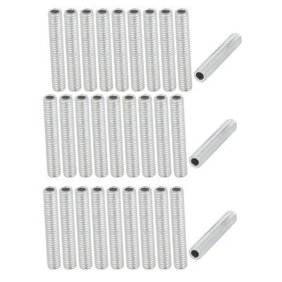 uxcell Lamp Pipe Nipple, M6 Thread 35mm Length Hollow Lamps Repair Part Hardware for Lamp Lights, Zinc Plated Silver Tone, Pack of 30
