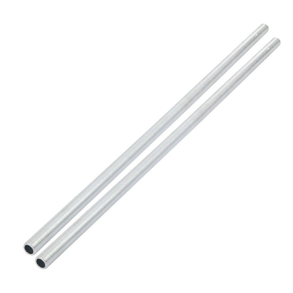 uxcell Lamp Pipe Nipple, M10 Thread 380mm Length Hollow Lamps Repair Part Hardware for Lamp Lights, Zinc Plated Silver Tone, Pack of 2