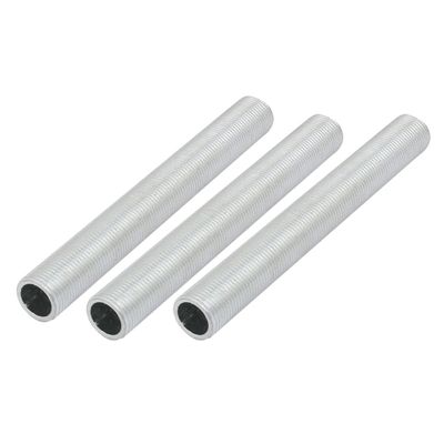 uxcell Lamp Pipe Nipple, M12 Thread 100mm Length Hollow Lamps Repair Part Hardware for Lamp Lights, Zinc Alloy Silver Tone, Pack of 3