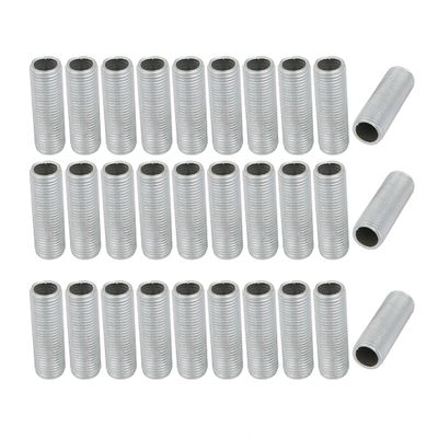 uxcell Lamp Pipe Nipple, M10 Thread 30mm Length Hollow Lamps Repair Part Hardware for Lamp Lights, Zinc Plated Silver Tone, Pack of 30