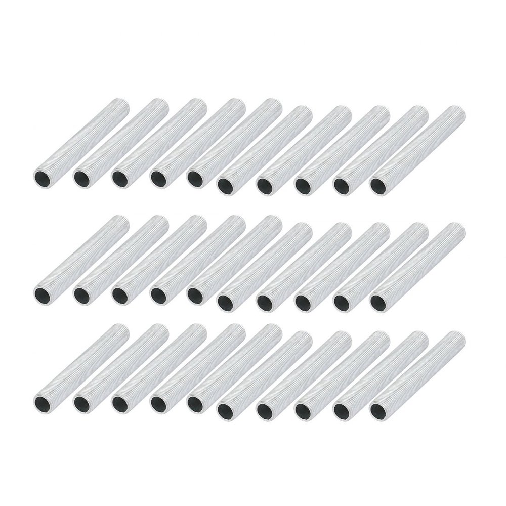 uxcell Lamp Pipe Nipple, M10 Thread 70mm Length Hollow Lamps Repair Part Hardware for Lamp Lights, Zinc Plated Silver Tone, Pack of 30