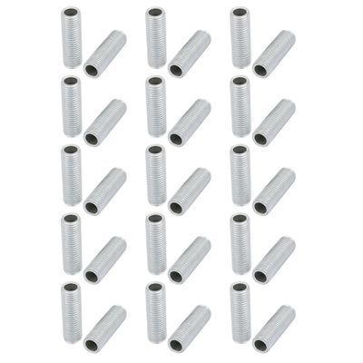 uxcell Lamp Pipe Nipple, M8 Thread 25mm Length Hollow Lamps Repair Part Hardware for Lamp Lights, Zinc Plated Silver Tone, Pack of 30