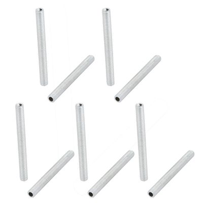 uxcell Lamp Pipe Nipple, M6 Thread 60mm Length Hollow Lamps Repair Part Hardware for Lamp Lights, Zinc Plated Silver Tone, Pack of 10