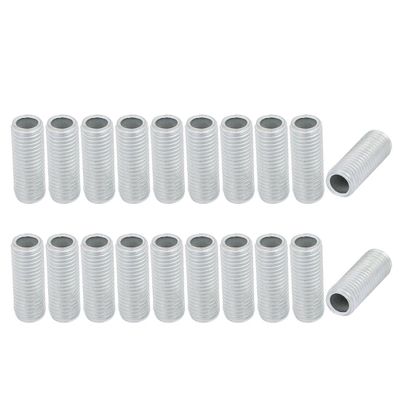 uxcell Pack of 20 Lamp Pipe Nipple M8 Thread 20mm L Zinc Plated Silver Tone