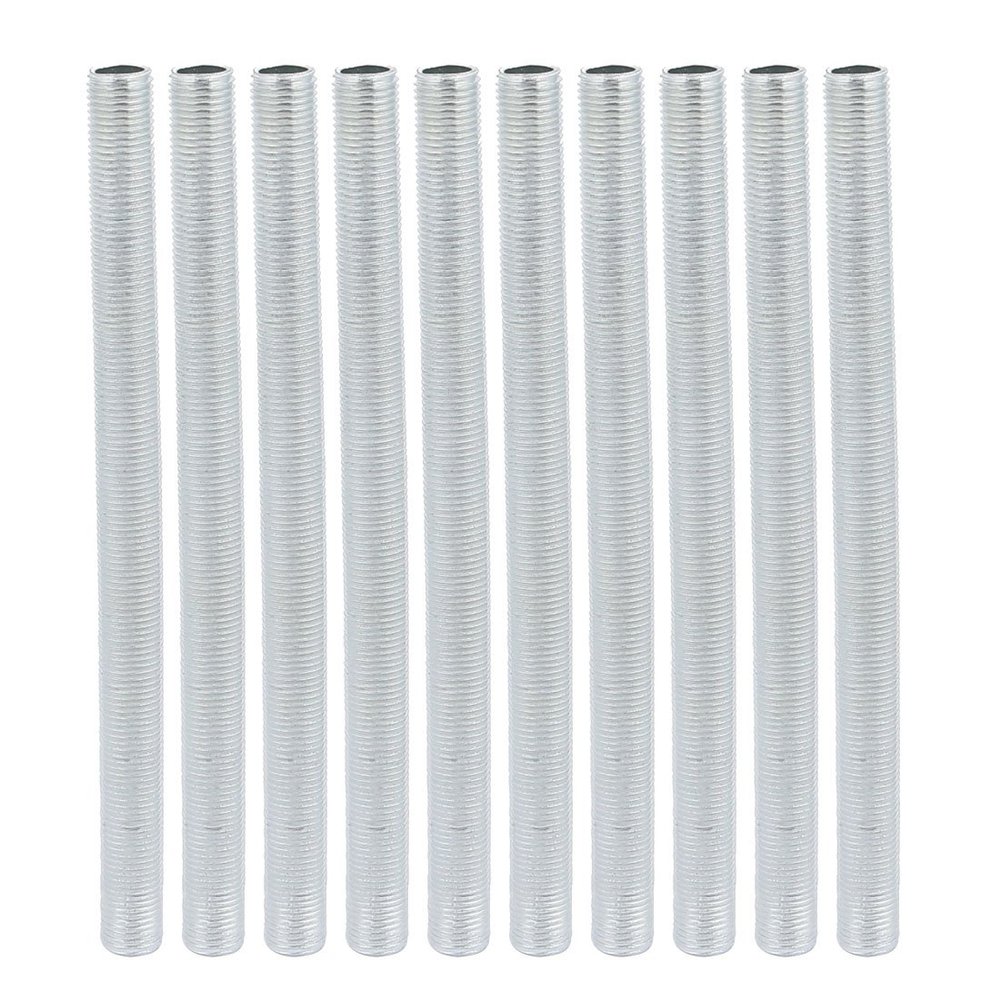 uxcell Lamp Pipe Nipple, M10 Thread 135mm Length Hollow Lamps Repair Part Hardware for Lamp Lights, Zinc Plated Silver Tone, Pack of 10
