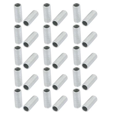 uxcell Lamp Pipe Nipple, M10 Thread 25mm Length Hollow Lamps Repair Part Hardware for Lamp Lights, Zinc Plated Silver Tone, Pack of 30