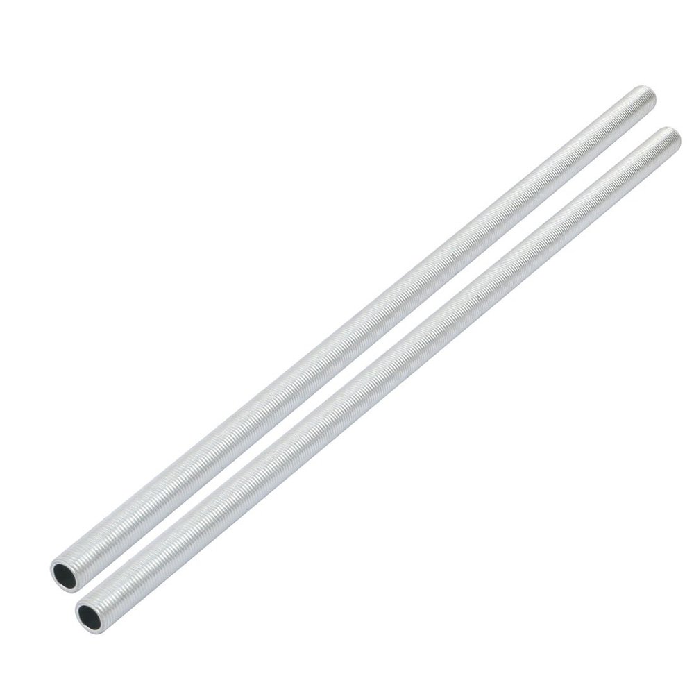 uxcell Lamp Pipe Nipple, M10 Thread 310mm Length Hollow Lamps Repair Part Hardware for Lamp Lights, Zinc Plated Silver Tone, Pack of 2