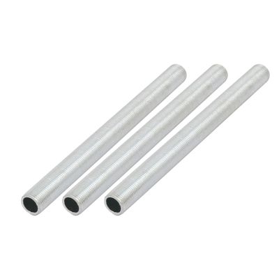 uxcell Lamp Pipe Nipple, M12 Thread 140mm Length Hollow Lamps Repair Part Hardware for Lamp Lights, Zinc Alloy Silver Tone, Pack of 3