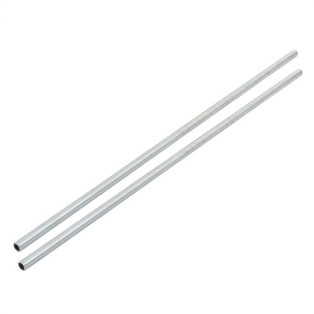 uxcell Lamp Pipe Nipple, M10 Thread 500mm Length Hollow Lamps Repair Part Hardware for Lamp Lights, Zinc Plated Silver Tone, Pack of 2