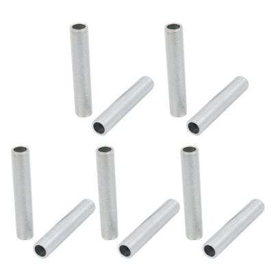 uxcell Lamp Pipe Nipple, M12 Thread 65mm Length Hollow Lamps Repair Part Hardware for Lamp Lights, Zinc Alloy Silver Tone, Pack of 10