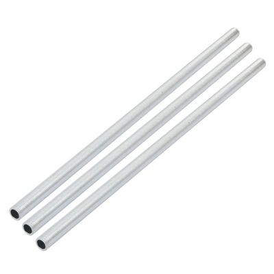 uxcell Lamp Pipe Nipple, M10 Thread 310mm Length Hollow Lamps Repair Part Hardware for Lamp Lights, Zinc Plated Silver Tone, Pack of 3