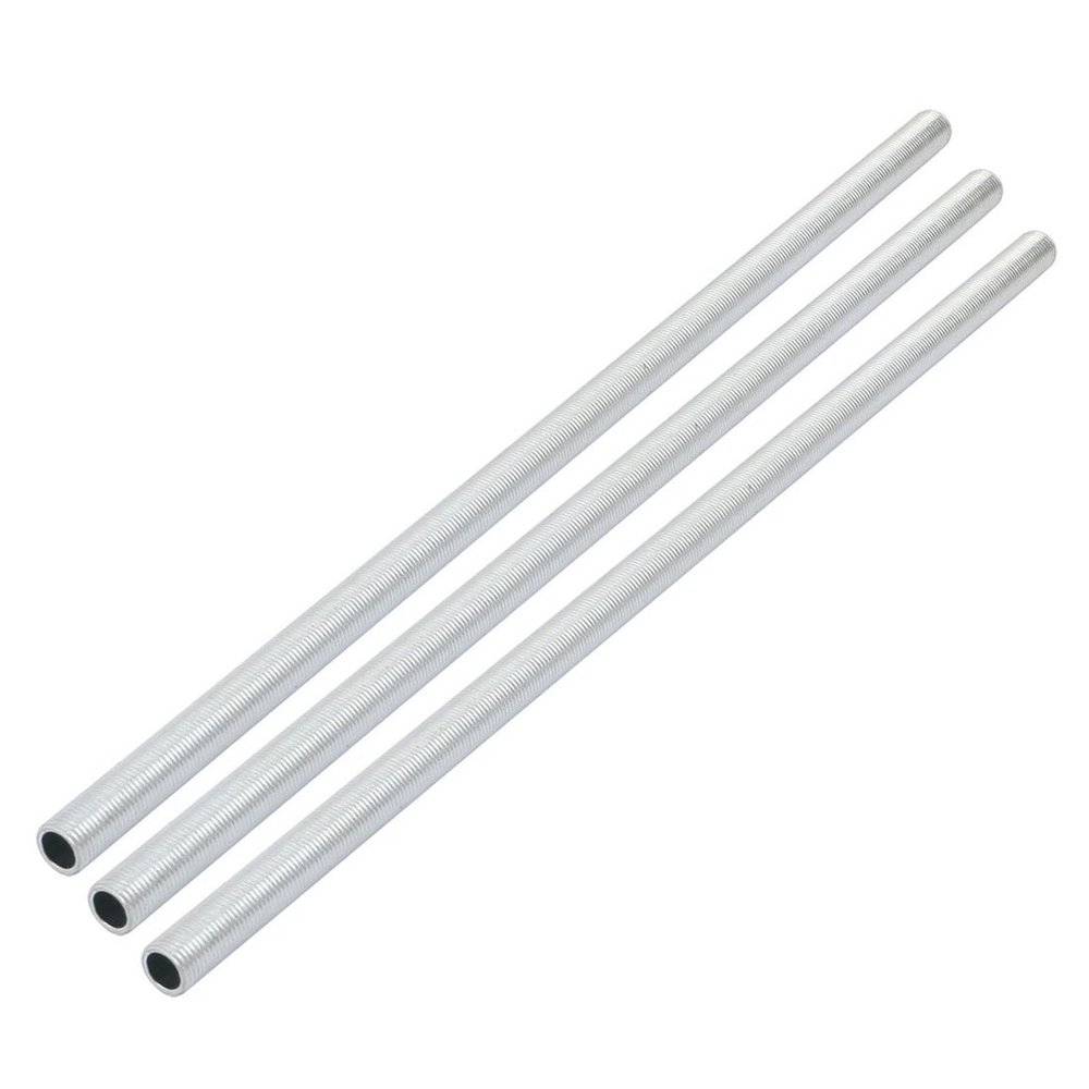 uxcell Lamp Pipe Nipple, M10 Thread 310mm Length Hollow Lamps Repair Part Hardware for Lamp Lights, Zinc Plated Silver Tone, Pack of 3