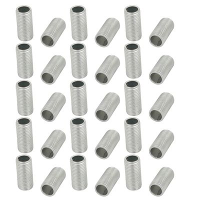 uxcell Lamp Pipe Nipple, M10 Thread 20mm Length Hollow Lamps Repair Part Hardware for Lamp Lights, Zinc Plated Silver Tone, Pack of 30