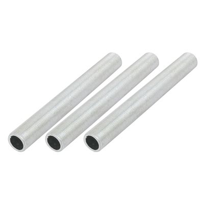 uxcell Pack of 3 Lamp Pipe Nipple M14 Thread 120mm L Zinc Alloy Silver Tone