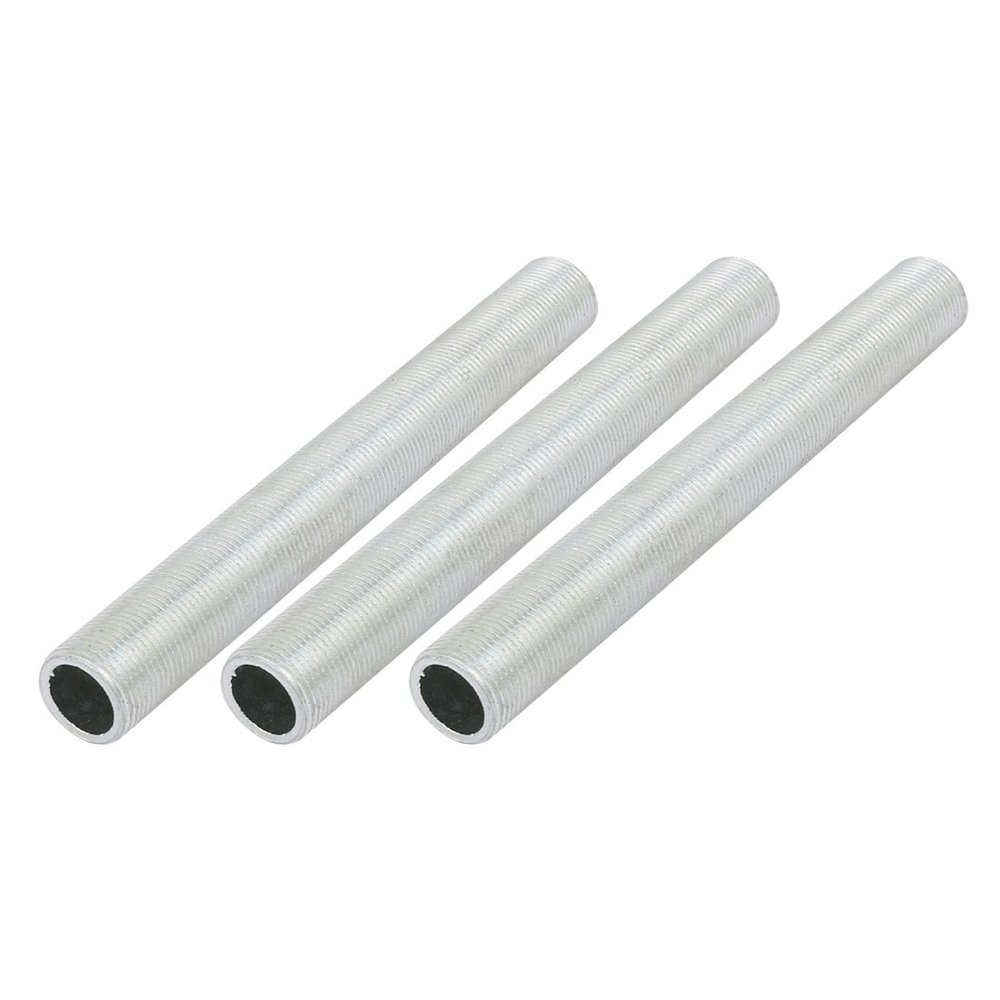 uxcell Pack of 3 Lamp Pipe Nipple M14 Thread 120mm L Zinc Alloy Silver Tone