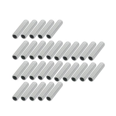 uxcell Lamp Pipe Nipple, M10 Thread 40mm Length Hollow Lamps Repair Part Hardware for Lamp Lights, Zinc Plated Silver Tone, Pack of 30