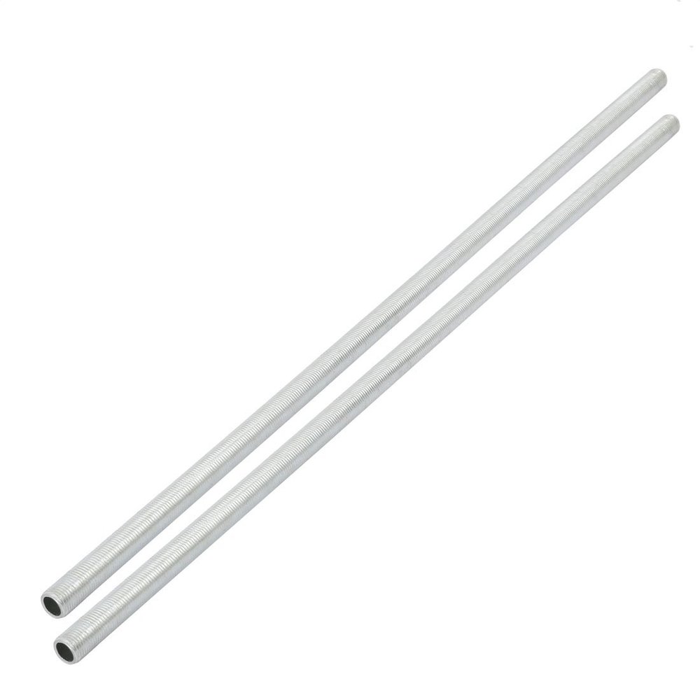 uxcell Lamp Pipe Nipple, M10 Thread 400mm Length Hollow Lamps Repair Part Hardware for Lamp Lights, Zinc Plated Silver Tone, Pack of 2