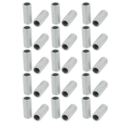 uxcell Lamp Pipe Nipple, M12 Thread 30mm Length Hollow Lamps Repair Part Hardware for Lamp Lights, Zinc Alloy Silver Tone, Pack of 30