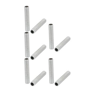 uxcell Lamp Pipe Nipple, M10 Thread 55mm Length Hollow Lamps Repair Part Hardware for Lamp Lights, Zinc Plated Silver Tone, Pack of 10