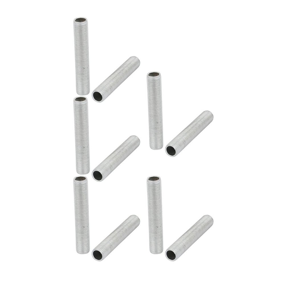 uxcell Lamp Pipe Nipple, M10 Thread 55mm Length Hollow Lamps Repair Part Hardware for Lamp Lights, Zinc Plated Silver Tone, Pack of 10