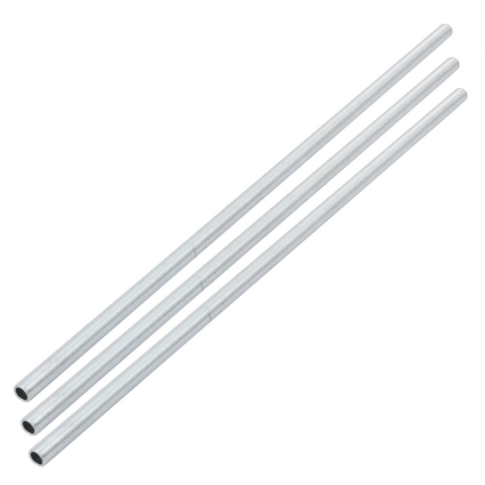 uxcell Lamp Pipe Nipple, M10 Thread 410mm Length Hollow Lamps Repair Part Hardware for Lamp Lights, Zinc Plated Silver Tone, Pack of 3