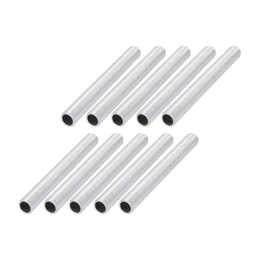 uxcell Lamp Pipe Nipple, M10 Thread 90mm Length Hollow Lamps Repair Part Hardware for Lamp Lights, Zinc Plated Silver Tone, Pack of 10