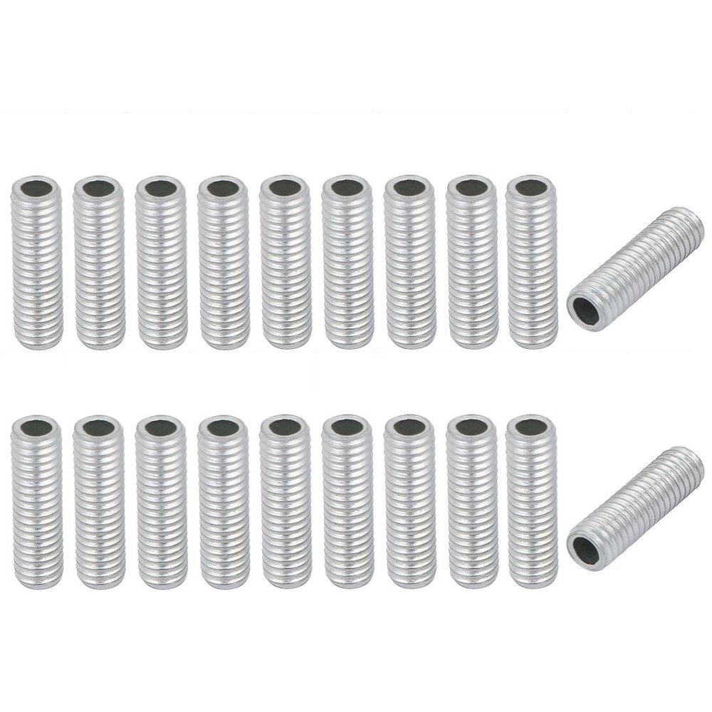 uxcell Lamp Pipe Nipple, M6 Thread 20mm Length Hollow Lamps Repair Part Hardware for Lamp Lights, Zinc Plated Silver Tone, Pack of 20