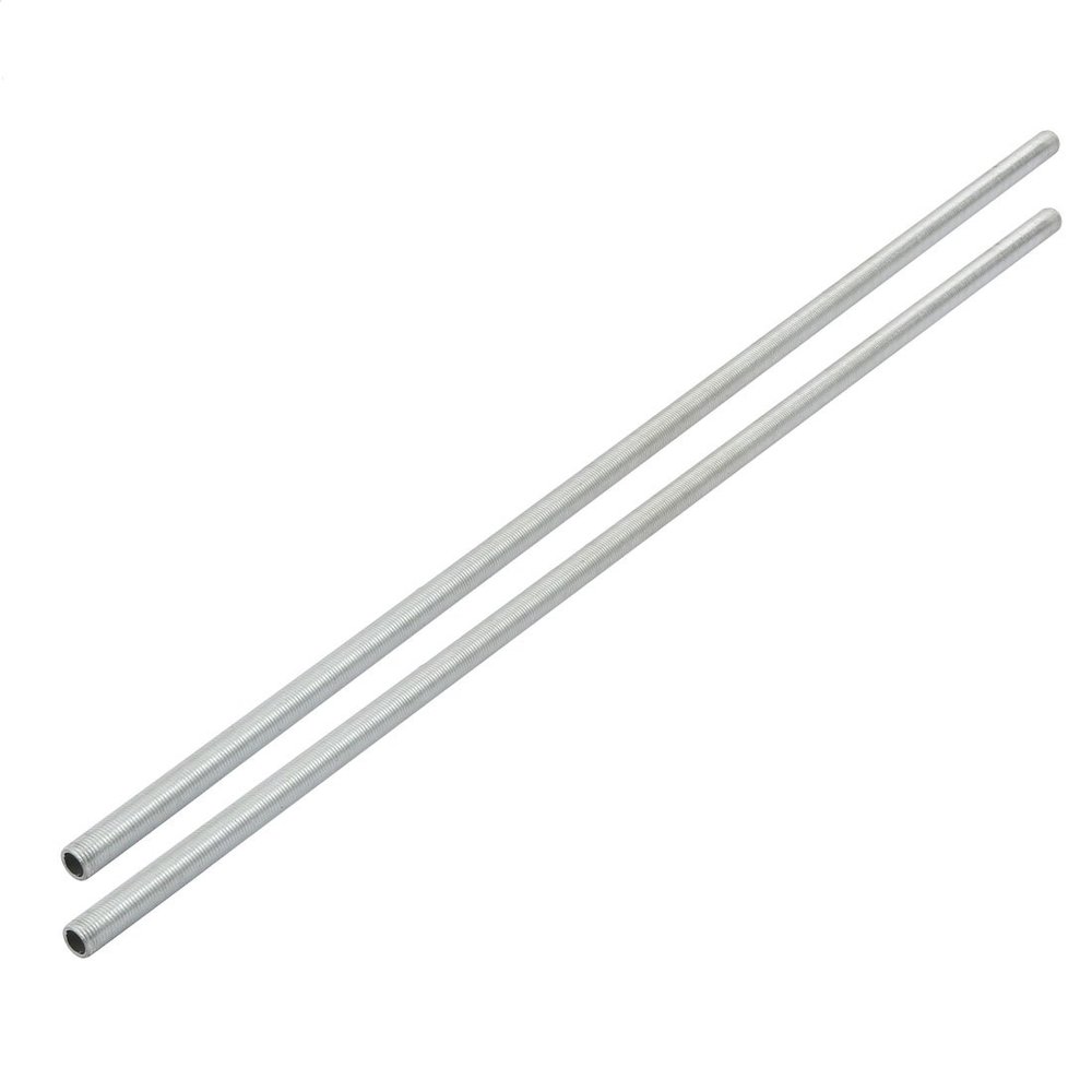 uxcell Pack of 2 Lamp Pipe Nipple M10 Thread 490mm L Hollow Silver Tone