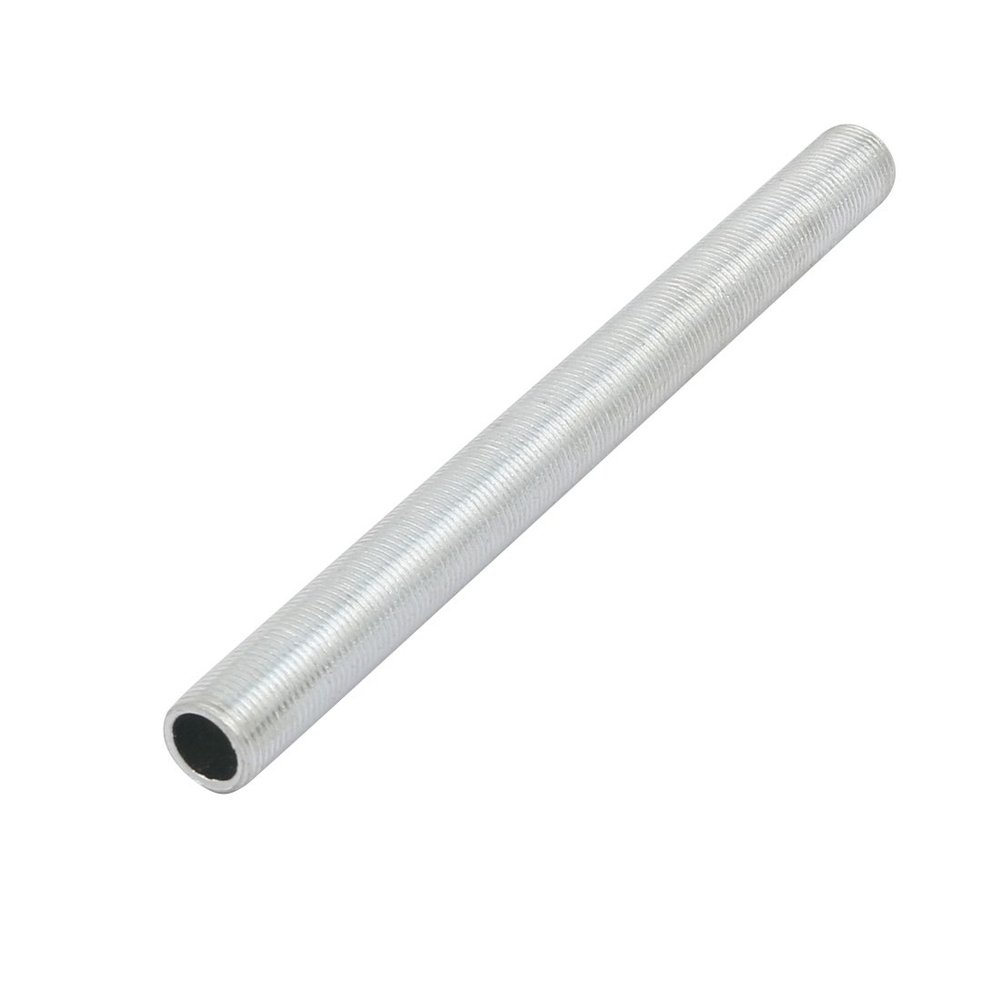 uxcell Lamp Pipe Nipple M12 Thread 140mm L Hollow Lamps Repair Silver Tone