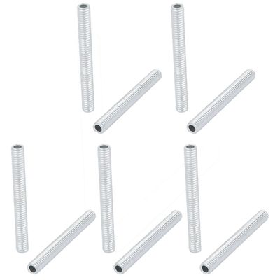 uxcell Pack of 10 Lamp Pipe Nipple M6 Thread 50mm L for Lamp Silver Tone