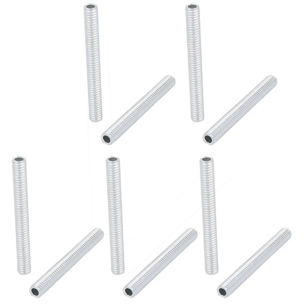 uxcell Pack of 10 Lamp Pipe Nipple M6 Thread 50mm L for Lamp Silver Tone
