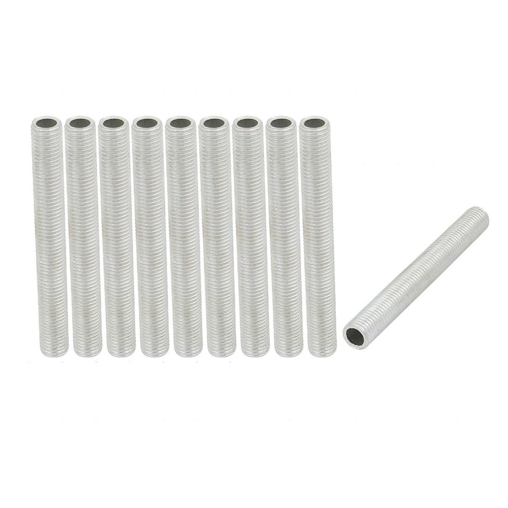 uxcell Pack of 10 Lamp Pipe Nipple M8 Thread 65mm L Zinc Plated Silver Tone