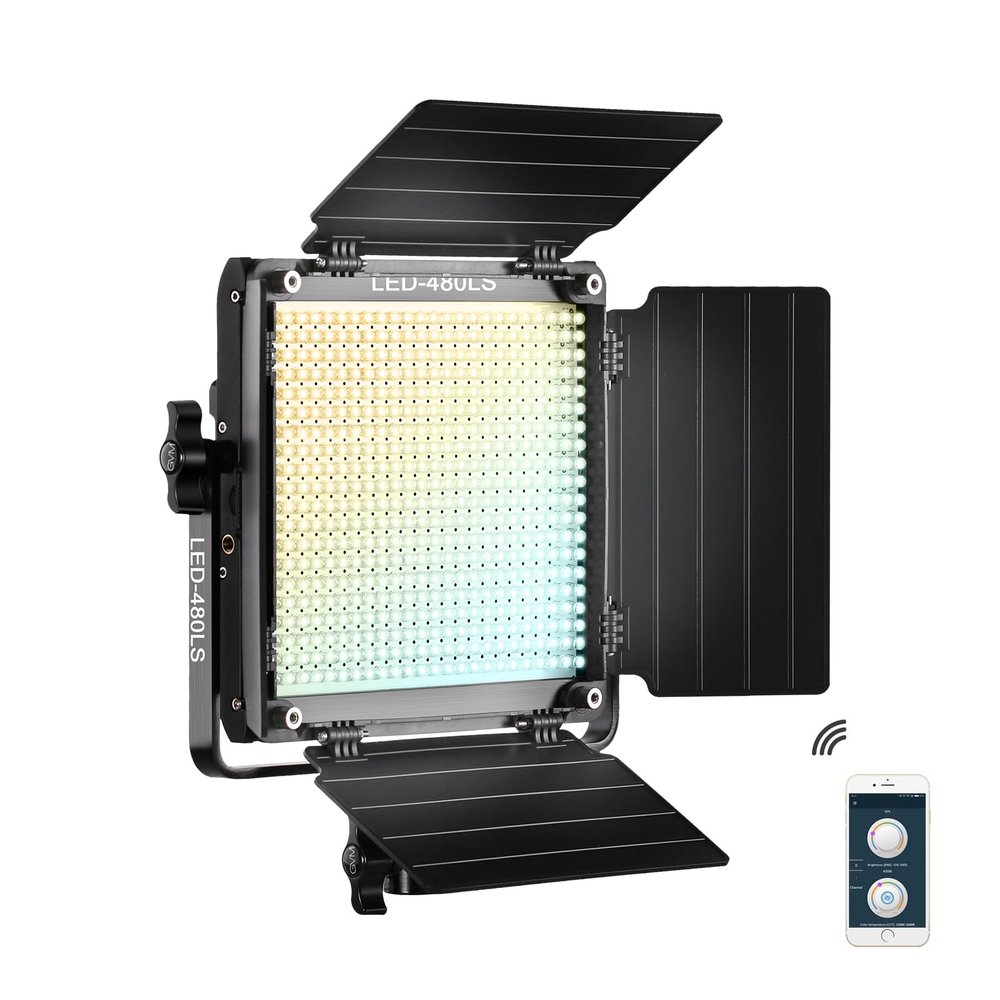 GVM Led Bi-Color Video Lights with APP Function, Variable CCT 2300K-6800K and 10%-100% Brightness with Digital Display for Video Studio Shooting, CRI97+ TLCI97 Led Light Panel +Barndoor