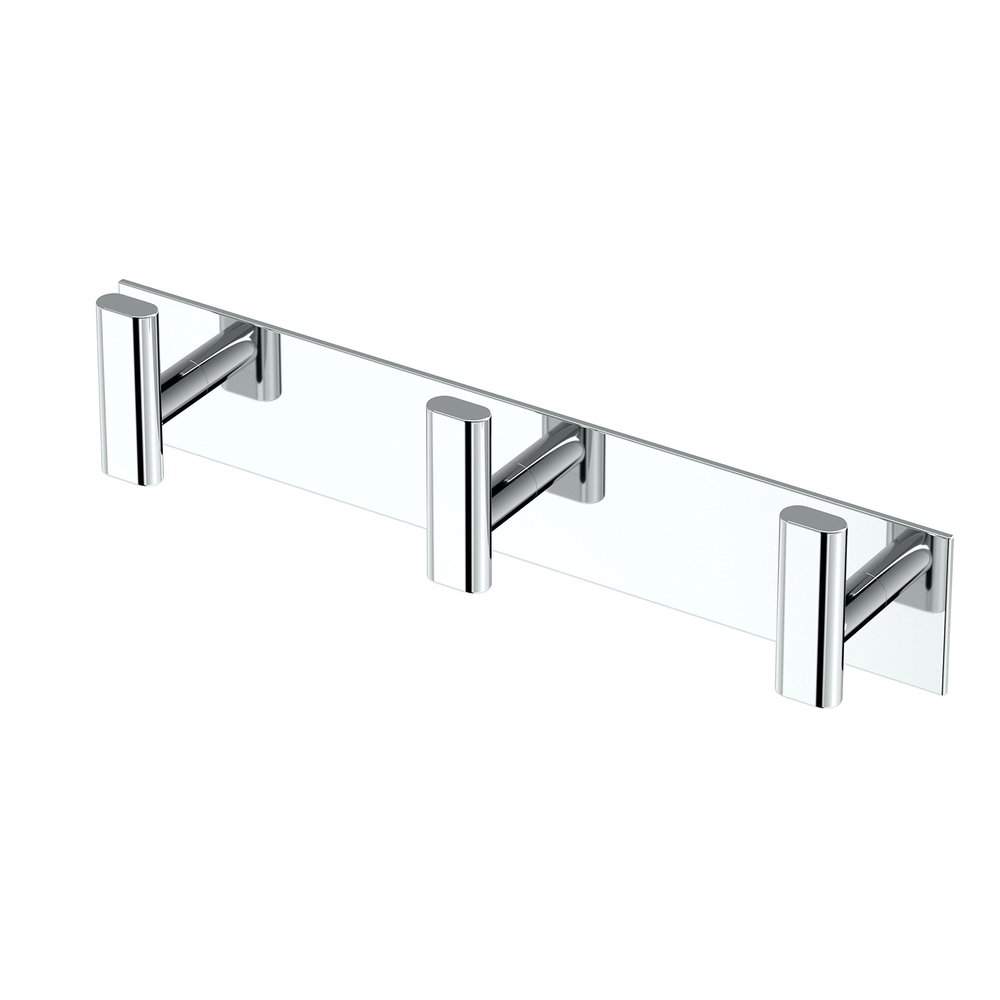 Gatco 1287 Elevate 3 Hook Triple Robe Hook, Wall Mounted Hook for Bathroom Towels & Robes, 11 Inch W, Chrome