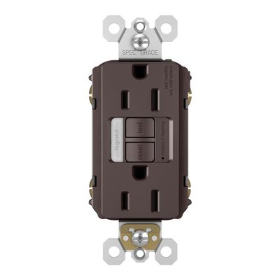 Legrand Radiant 15 Amp Night Light GFCI Self-Test Tamper-Resistant Decorator Duplex Electrical Wall Power Outlet, For Indoor & Outdoor Use with Cool Touch LED, 1597NTLTRDBCC4, Dark Bronze, 1 Count