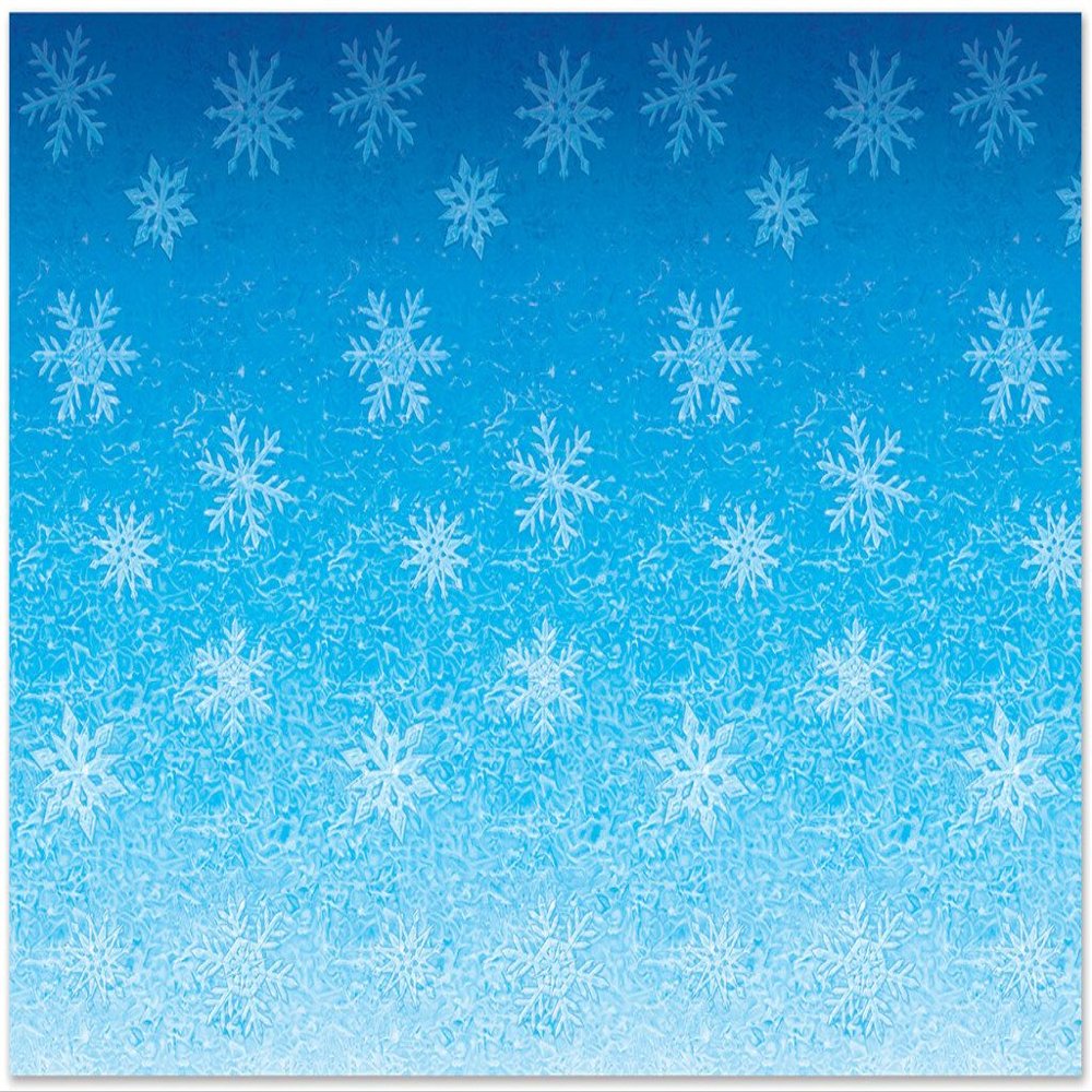 Beistle Snowflake Wall Backdrop, 4 x 30 Photo Backdrop, Easy to Adhere Wall Covering, Party Decor, Winter Backdrop, Winter Wonderland Snowflakes, Ice Holiday Scene, Photography Backdrop