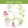 Uniwit Desk Lamp for Kids Sunflower LED Charging Table Lamp Support Eye Protection Small Desk Folding for Reading,Study and Office, Adjustable Brightness - Pink view 2