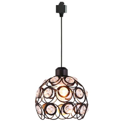 STGLIGHTING 1-Light H-Type Track Light Pendants Crystal Lampshade Black Iron Cage 4.9ft Wire Restaurant Chandelier Pendant Light Bulb Not Included