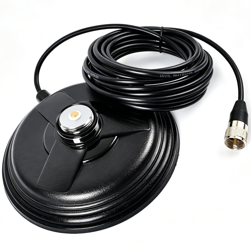 HYS Heavy Duty NMO Magnet Antenna 6.1" Mount with 16.4ft RG58 Coaxial Cable