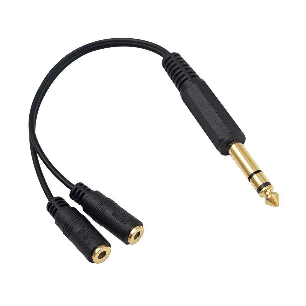 Poyiccot 1/4 to 3.5mm Adapter, 3.5mm to 1/4 Headphone Adapter, 6.35mm 1/4 inch TRS Stereo Male to 2 Dual (Mini) 1/8 inch Stereo Female Y Splitter Cable 20cm/8inch (635M-235FM)