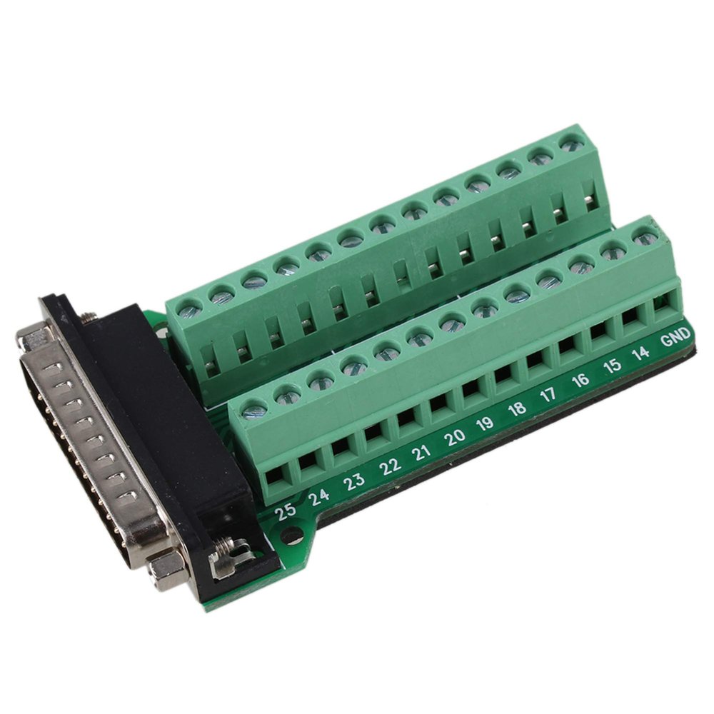 DB25-G2 25 Pin Male Plug Port Signal 2 Row Terminal Breakout Board Screw Nut Connector
