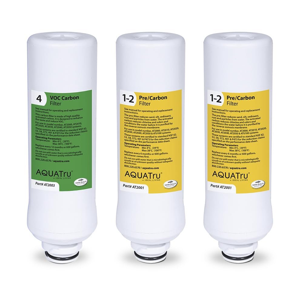 AquaTru Classic Replacement Filters for AQUA TRU Classic Countertop Reverse Osmosis Water Purifier (AquaTru Classic/Classic Smart & Undersink Replacement FIlter One Year Combo Pack (Yellow/Green))
