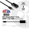 Club 3D CAC-1180 Mini DisplayPort 1.4 to HDMI 2.0B HDR Adapter Supports 4096X2160@60Hz High Dynamic Range, Black view 4